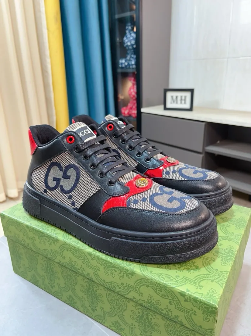 Men's shoes 💰420🌹🌹GUCCI [Gucci] New high-top men's shoes, a high-end brand, the latest fashionable casual men's shoes, trendy and versatile, relaxed and sporty style, uppers imported from Italy, first-layer cowhide, genuine leather lining, and ultra-fine workmanship. Original personalized fashionable rubber wear-resistant outsole, light and comfortable on the foot, size 38-44